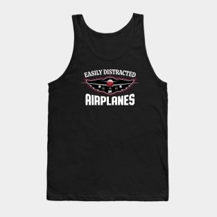 Easily Distracted By Airplanes Aviation Tank Top